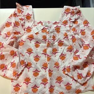 NWT J. Crew Pink and Orange Blockprint Top
